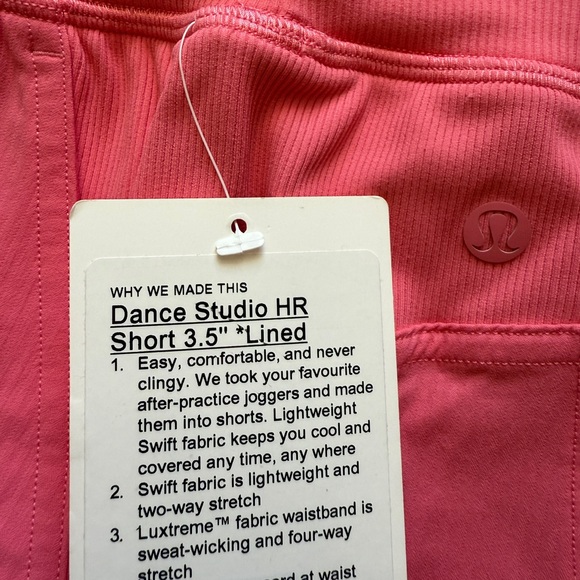 NWT 💕 Lululemon Dance studio high rise 3.5” lined Sakura Pink Shorts - Picture 5 of 6